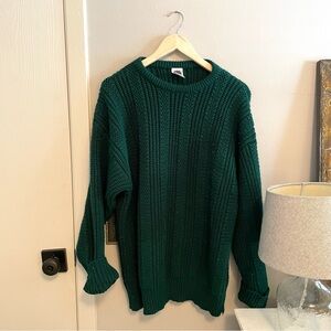 Tam O’Shanter - Elegant Forest Green/Teal Chunky Knit Sweater - Size L